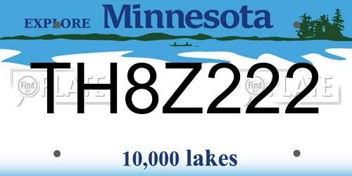 TH8Z222 Minnesota License Plate
