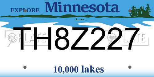 TH8Z227 Minnesota License Plate