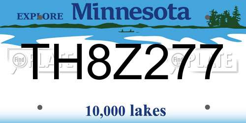 TH8Z277 Minnesota License Plate