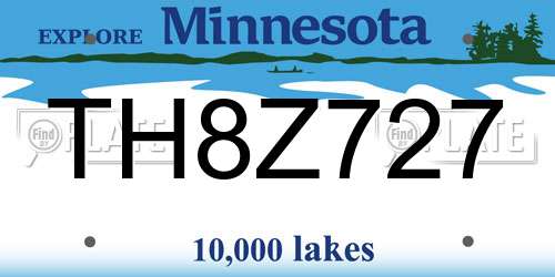 TH8Z727 Minnesota License Plate