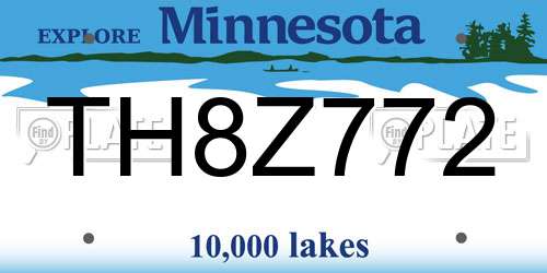TH8Z772 Minnesota License Plate