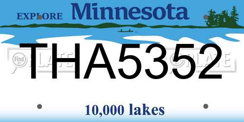 THA5352 Minnesota License Plate