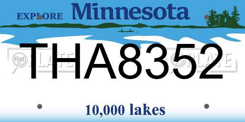 THA8352 Minnesota License Plate