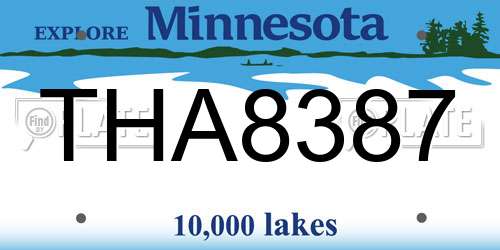 THA8387 Minnesota License Plate