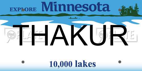 THAKUR Minnesota License Plate