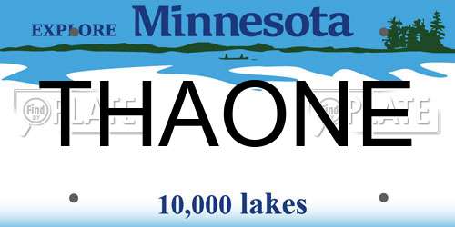 THAONE Minnesota License Plate