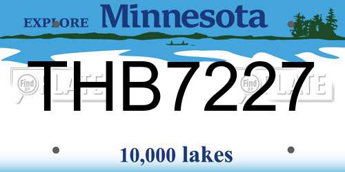 THB7227 Minnesota License Plate