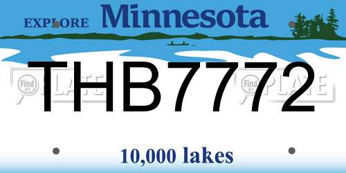 THB7772 Minnesota License Plate