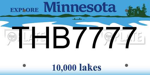THB7777 Minnesota License Plate
