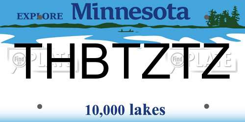 THBTZTZ Minnesota License Plate
