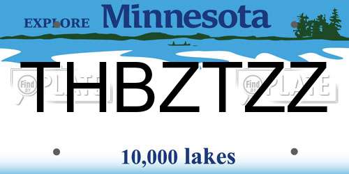 THBZTZZ Minnesota License Plate