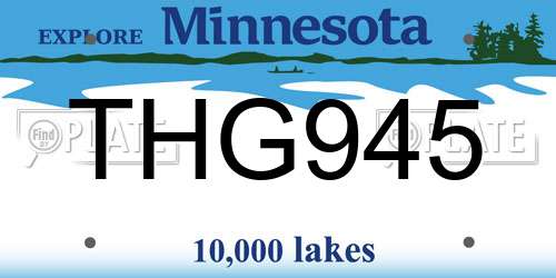 THG945 Minnesota License Plate