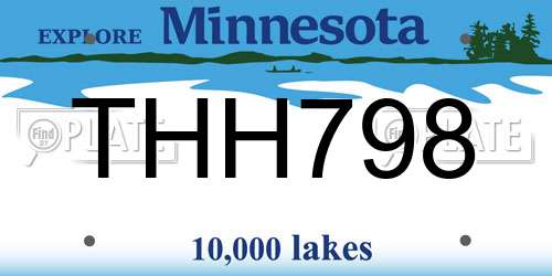 THH798 Minnesota License Plate