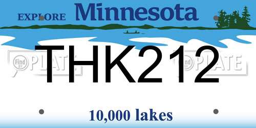 THK212 Minnesota License Plate