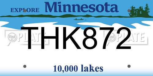 THK872 Minnesota License Plate