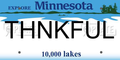 THNKFUL Minnesota License Plate