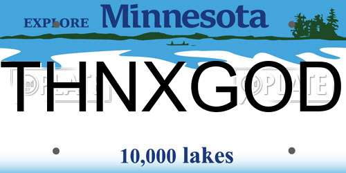 THNXGOD Minnesota License Plate