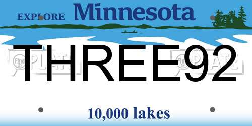 THREE92 Minnesota License Plate