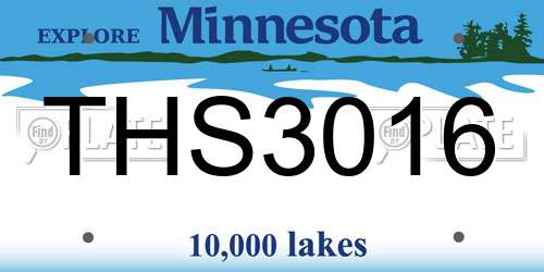 THS3016 Minnesota License Plate