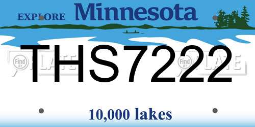 THS7222 Minnesota License Plate