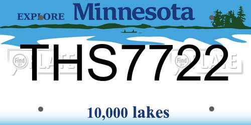 THS7722 Minnesota License Plate