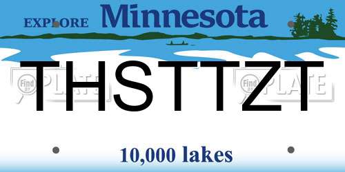 THSTTZT Minnesota License Plate