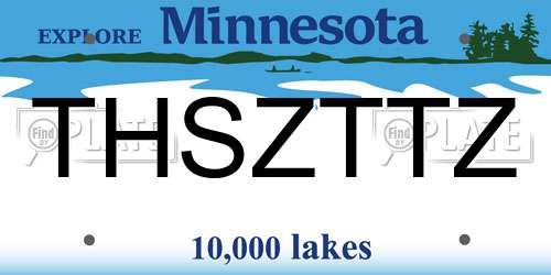 THSZTTZ Minnesota License Plate