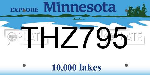 THZ795 Minnesota License Plate