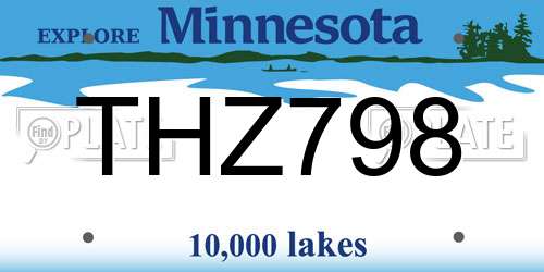 THZ798 Minnesota License Plate