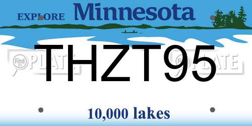 THZT95 Minnesota License Plate