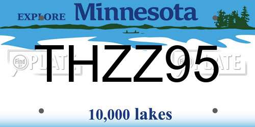 THZZ95 Minnesota License Plate