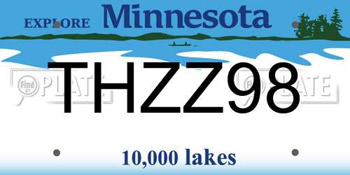 THZZ98 Minnesota License Plate