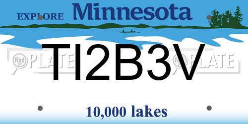 TI2B3V Minnesota License Plate