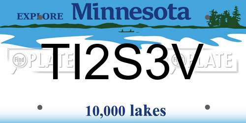 TI2S3V Minnesota License Plate