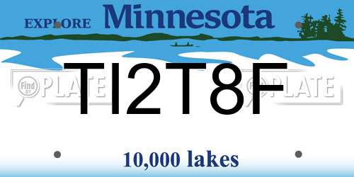 TI2T8F Minnesota License Plate