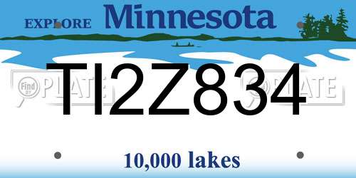 TI2Z834 Minnesota License Plate