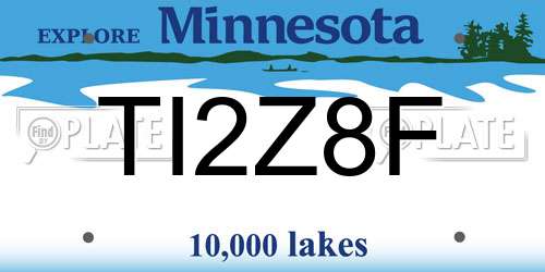 TI2Z8F Minnesota License Plate
