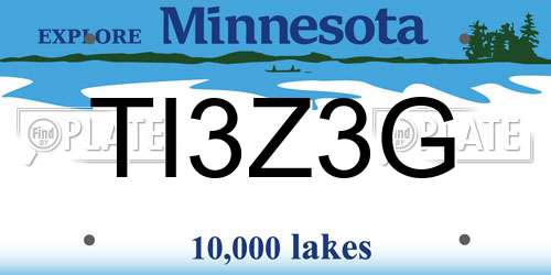 TI3Z3G Minnesota License Plate
