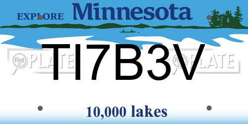 TI7B3V Minnesota License Plate