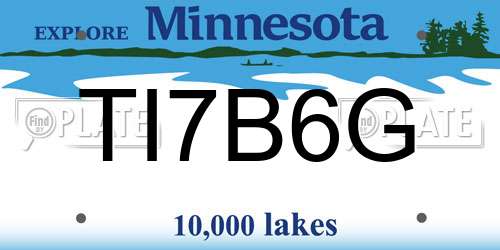 TI7B6G Minnesota License Plate