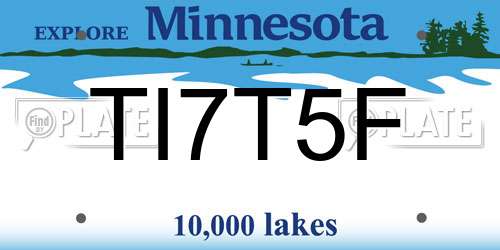 TI7T5F Minnesota License Plate