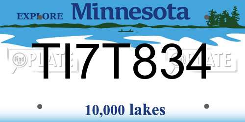 TI7T834 Minnesota License Plate