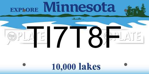 TI7T8F Minnesota License Plate