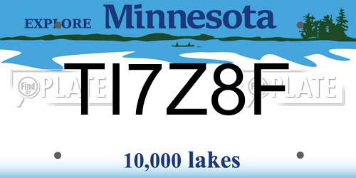 TI7Z8F Minnesota License Plate