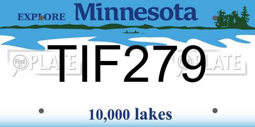 TIF279 Minnesota License Plate