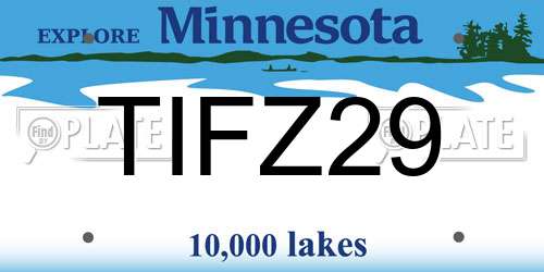 TIFZ29 Minnesota License Plate