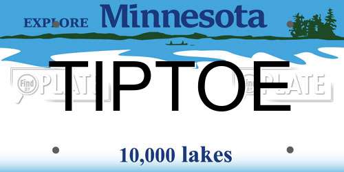 TIPTOE Minnesota License Plate