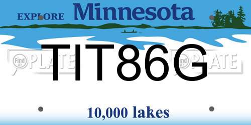 TIT86G Minnesota License Plate