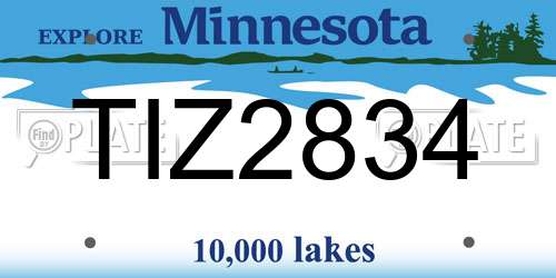 TIZ2834 Minnesota License Plate