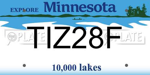 TIZ28F Minnesota License Plate